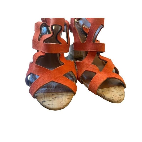 Halogen Orange Suede Leather Cutout Sandal Heels - Picture 11 of 15